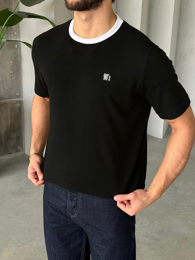 90'S Nakışlı T-Shirt M - Siyah