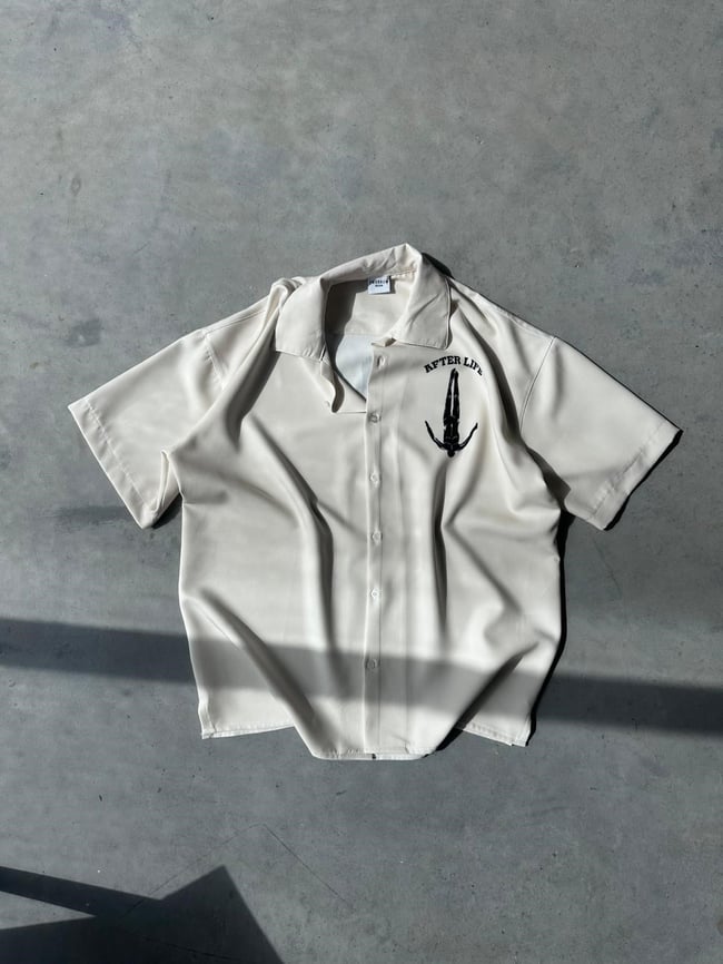 AFTER LİFE KREM Desenli Dubble Hürrem Kumaş Oversize Gömlek T