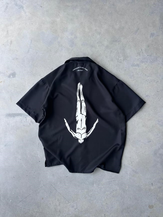 AFTER LİFE SİYAH Desenli Dubble Hürrem Kumaş Oversize Gömlek T