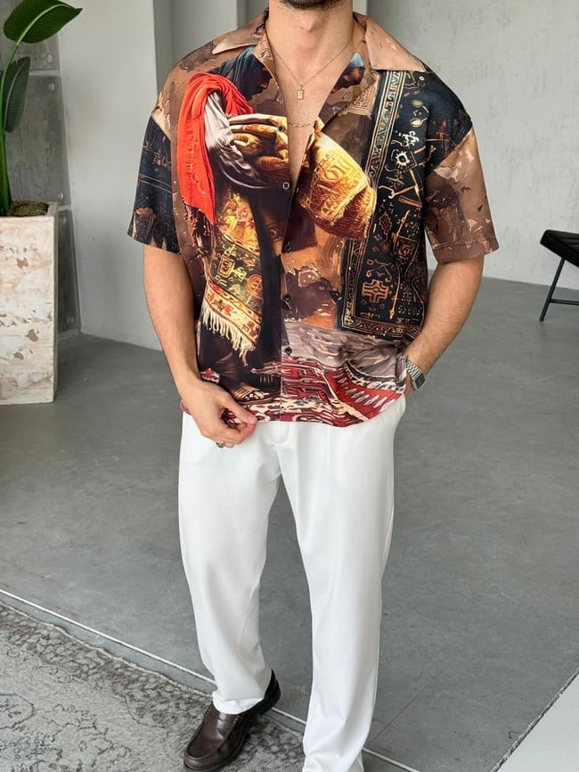 ARIF Desenli Dubble Hürrem Kumaş Oversize Gömlek T