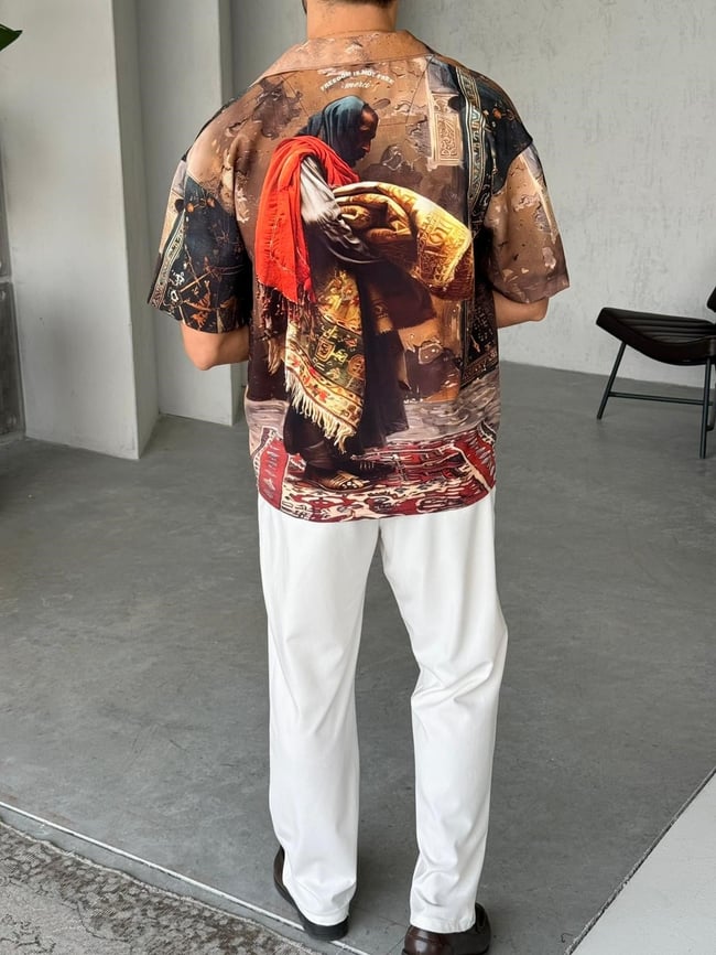 ARIF Desenli Dubble Hürrem Kumaş Oversize Gömlek T