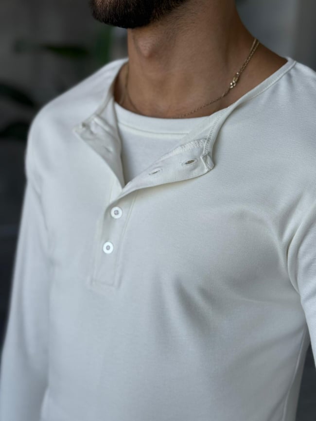 Atlet Detay İnce Sweatshirt Beyaz