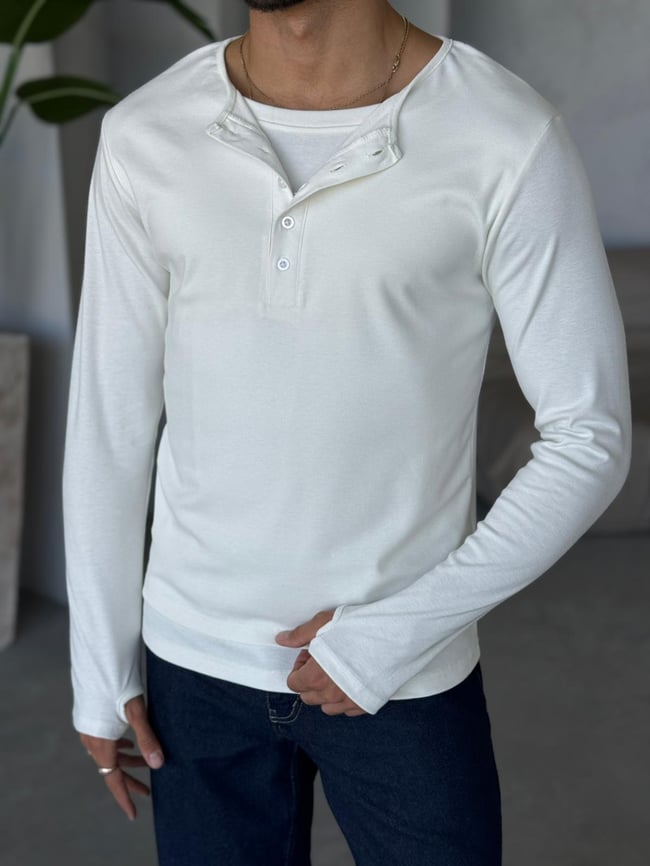 Atlet Detay İnce Sweatshirt Beyaz