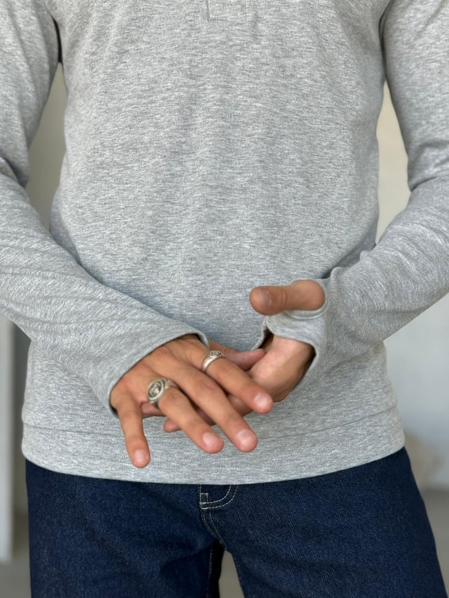 Atlet Detay İnce Sweatshirt Gri
