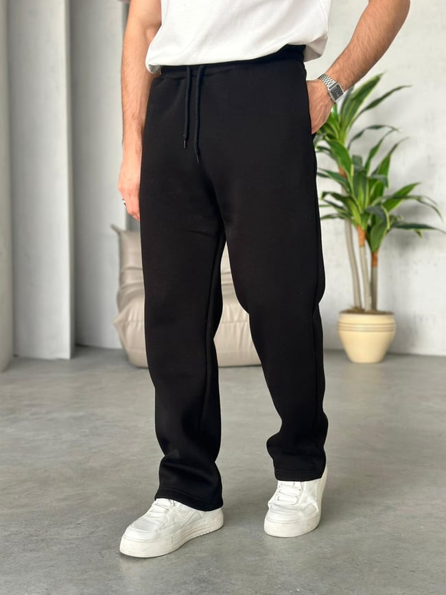 Baggy Eşofman 3 İplik Şardonlu - Siyah