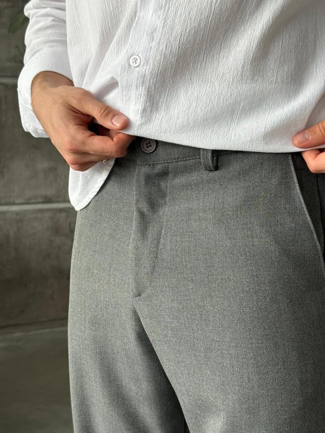 Baggy Fit Kumaş Pantolon W - Gri