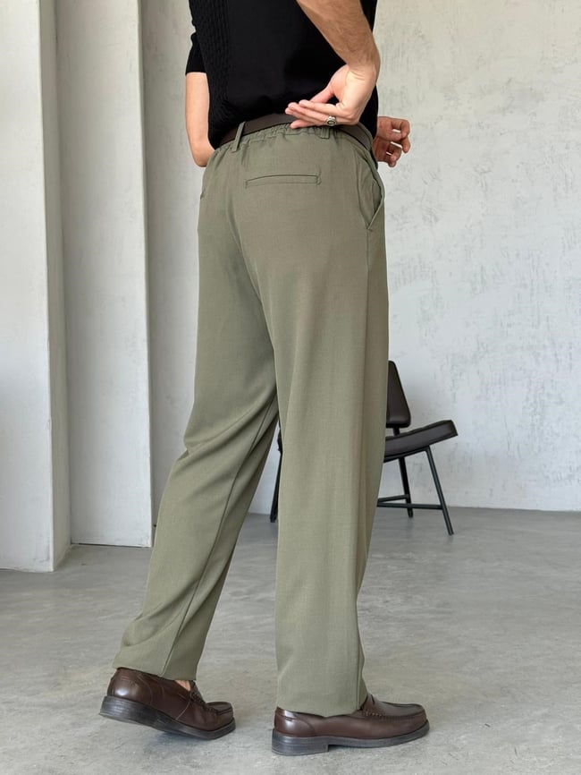 Baggy Fit Kumaş Pantolon W - Haki