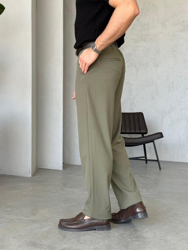 Baggy Fit Kumaş Pantolon W - Haki