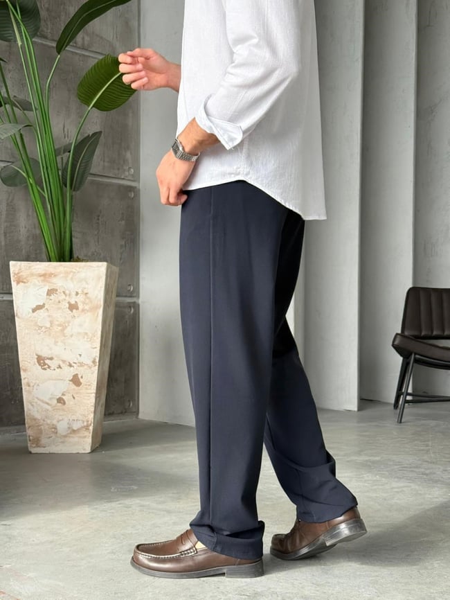 Baggy Fit Kumaş Pantolon W - Lacivert