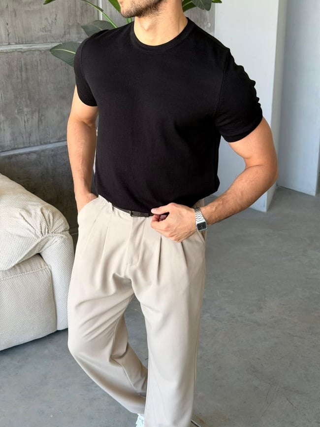 BASIC ÖRME TRİKO M-SİYAH