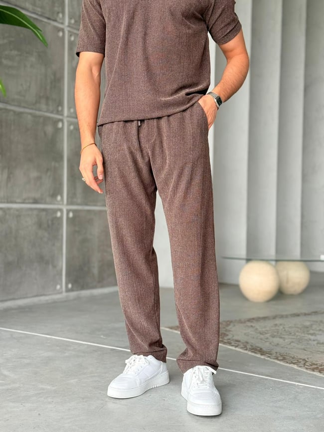 Basic Polo Yaka Takım M - Kahve