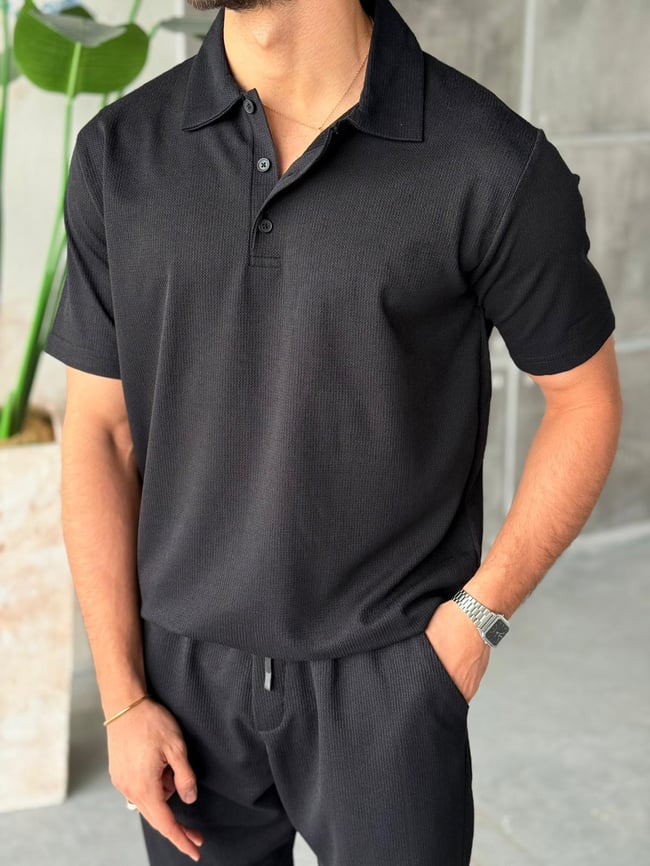 Basic Polo Yaka Takım M - Siyah