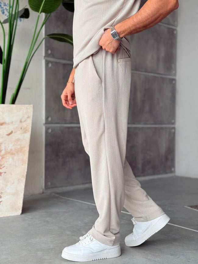 Basic Polo Yaka Takım M - Taş