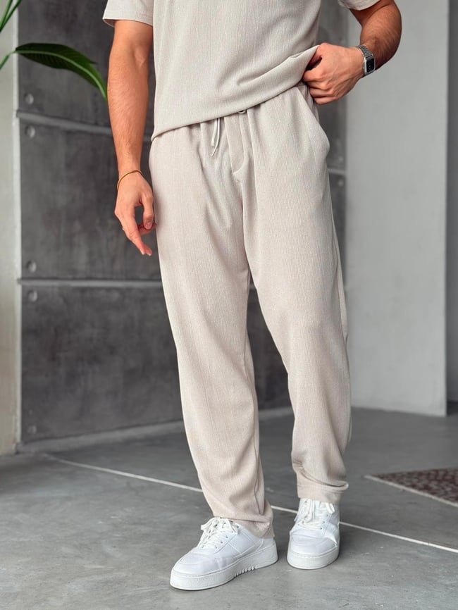 Basic Polo Yaka Takım M - Taş