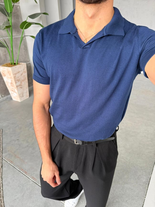 Basic Polo Yaka Triko G - Lacivert