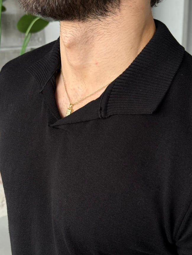 Basic Polo Yaka Triko G - Siyah