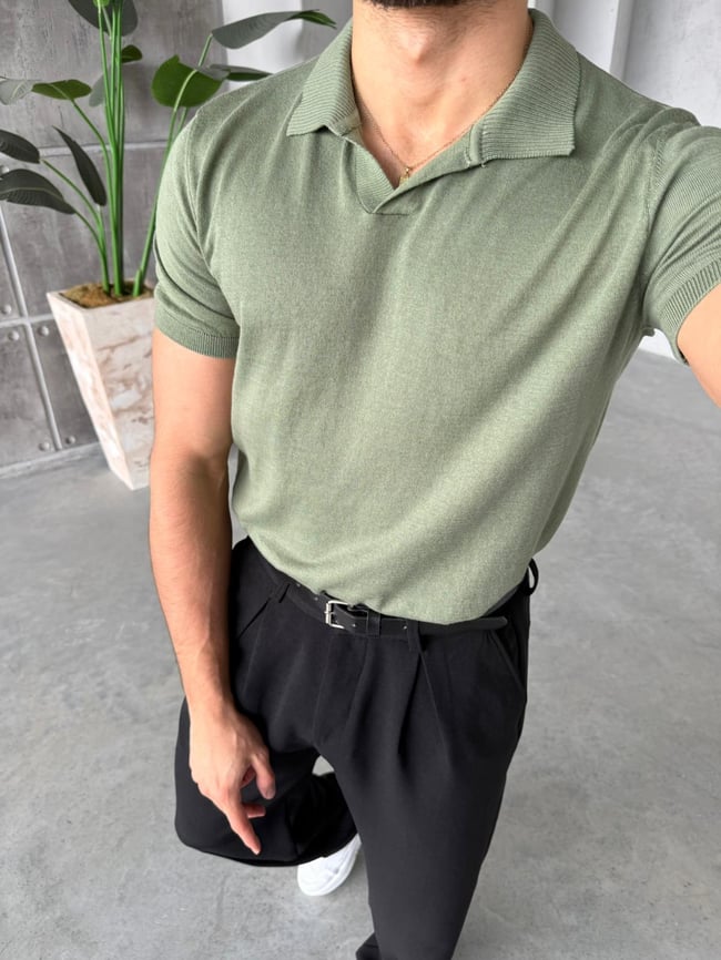 Basic Polo Yaka Triko G - Yeşil