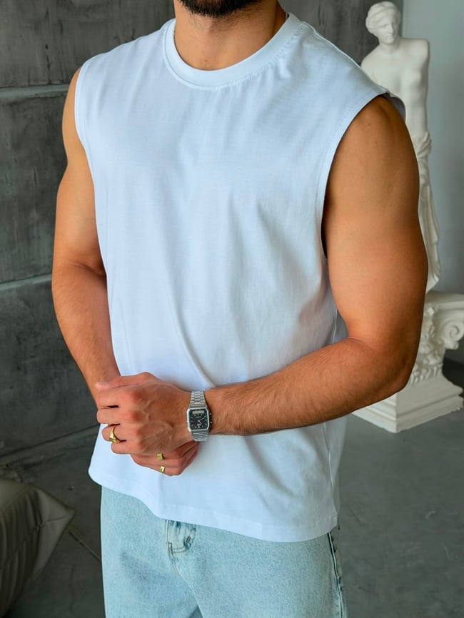 BASIC SIFIR KOL T-SHIRT K - BEYAZ 