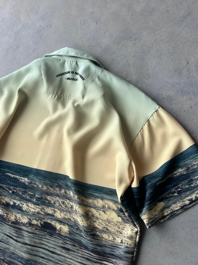 BEACH Desenli Dubble Hürrem Kumaş Oversize Gömlek T
