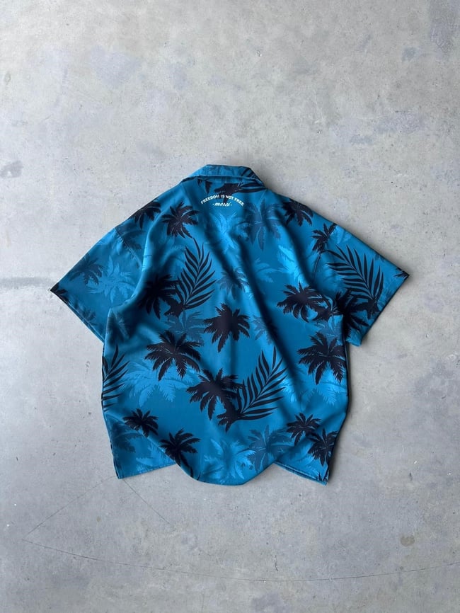 BLUE PALM Desenli Dubble Hürrem Kumaş Oversize Gömlek T