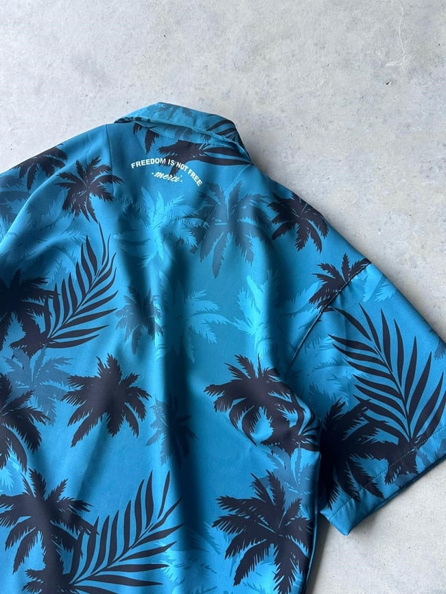 BLUE PALM Desenli Dubble Hürrem Kumaş Oversize Gömlek T