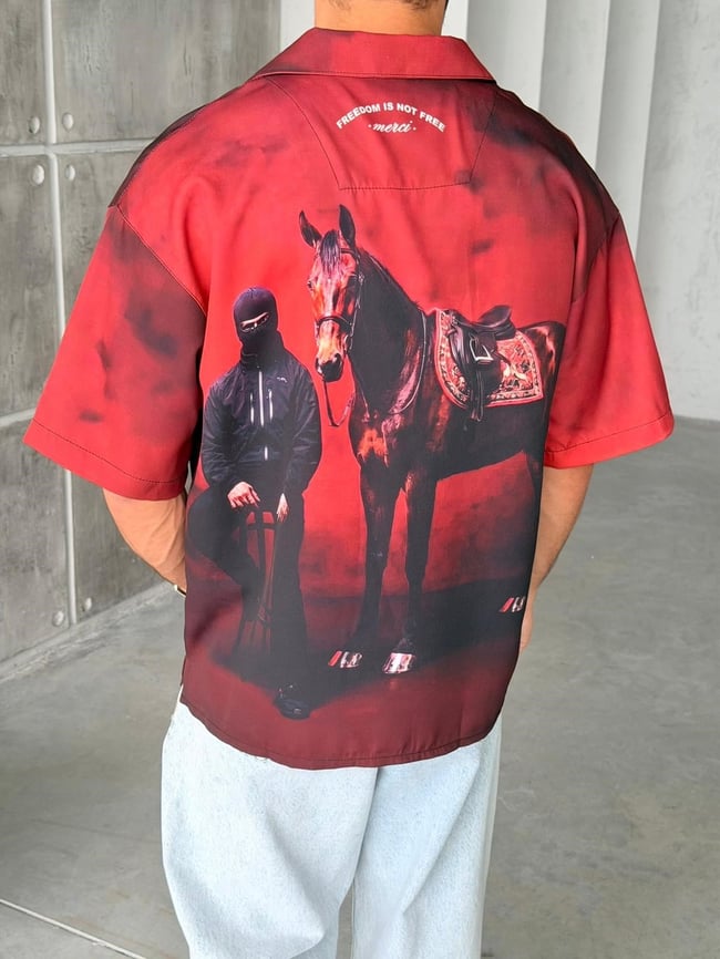 BOLD Desenli Dubble Hürrem Kumaş Oversize Gömlek T