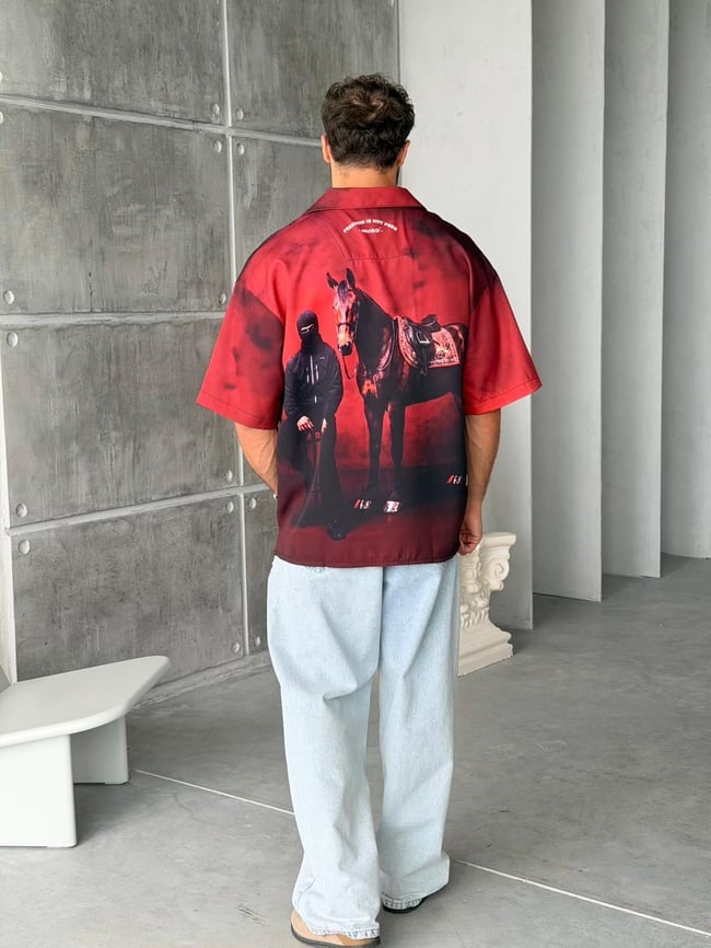BOLD Desenli Dubble Hürrem Kumaş Oversize Gömlek T