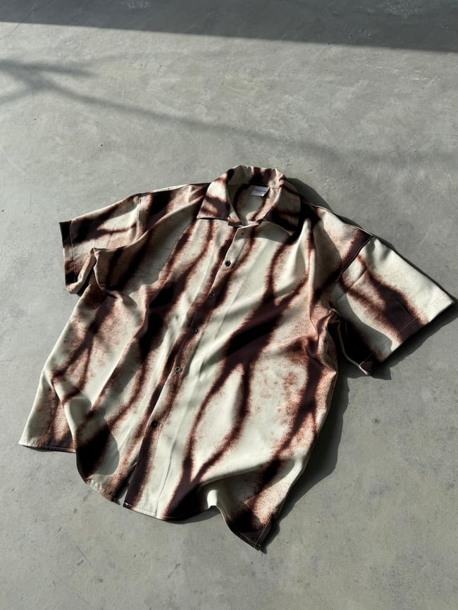 BRWN Desenli Dubble Hürrem Kumaş Oversize Gömlek T