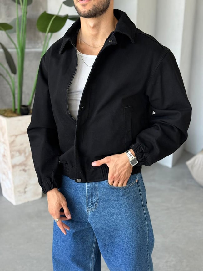 C130 Oversize Kot Bomber Ceket Siyah