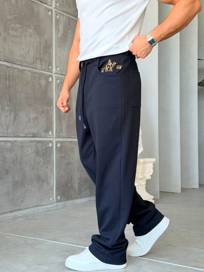 CAMEL NAKIŞ DETAYLI BAGGY EŞOFMAN T-LACİVERT