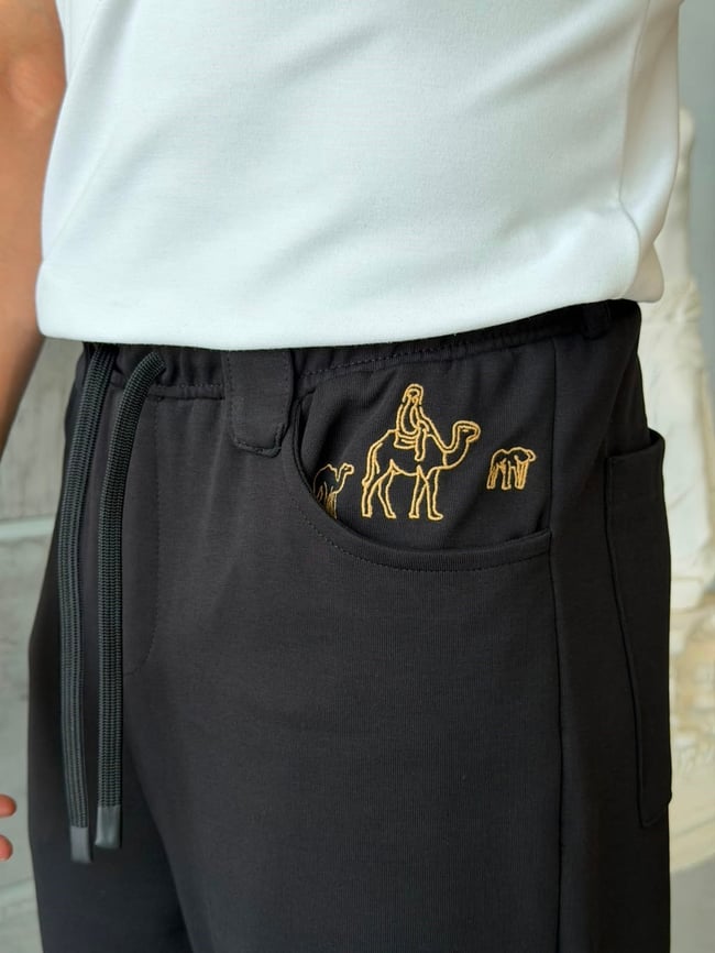 CAMEL NAKIŞ DETAYLI BAGGY EŞOFMAN T-SİYAH