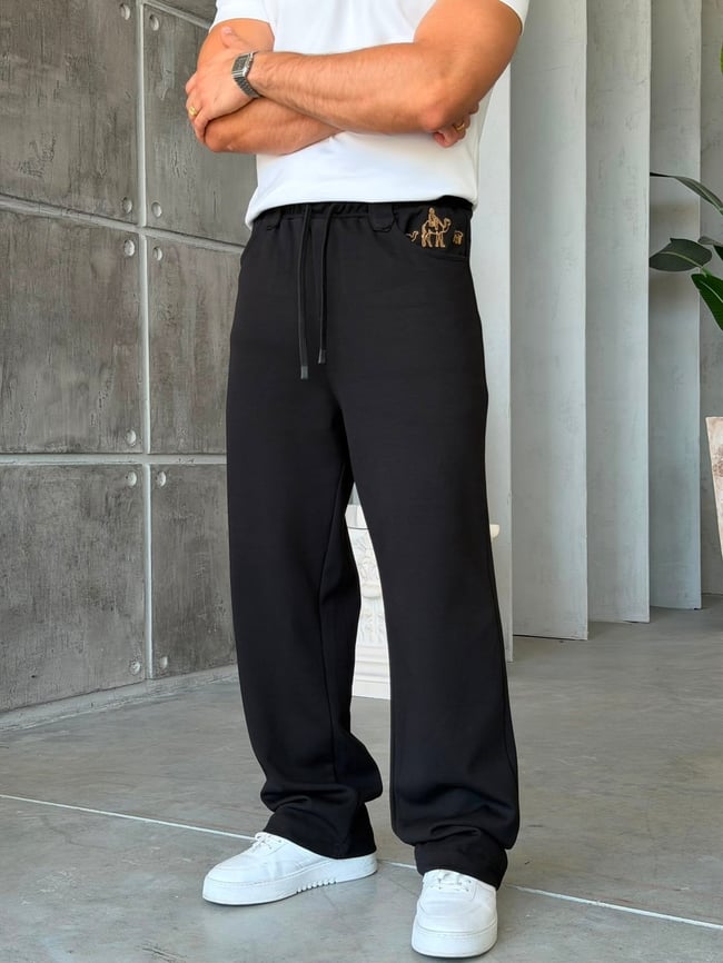 CAMEL NAKIŞ DETAYLI BAGGY EŞOFMAN T-SİYAH