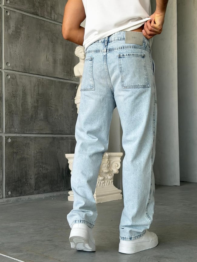 Cep Detaylı Kar Yıkama Baggy Kot Pantolon-W
