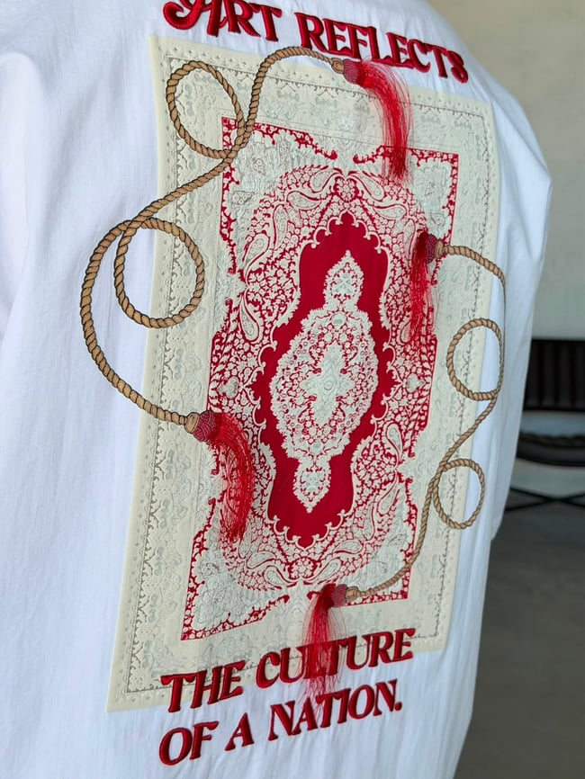 Culture Nakışlı Kısa Kollu Gömlek-BEYAZ