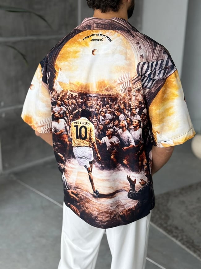 Del Piero Desenli Dubble Hürrem Kumaş Oversize Gömlek T
