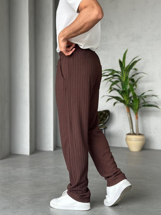 Desenli Jogger Pantolon - Kahve
