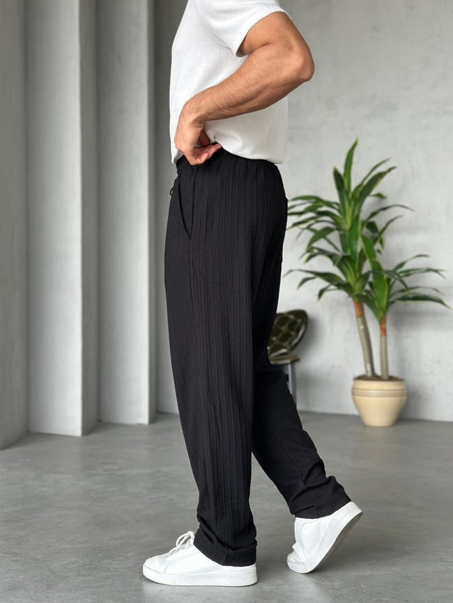 Desenli Jogger Pantolon - Siyah