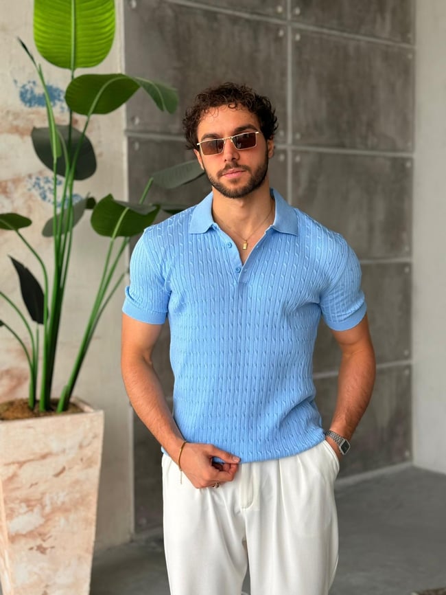 Desenli Polo Yaka Triko V - Bebemavi