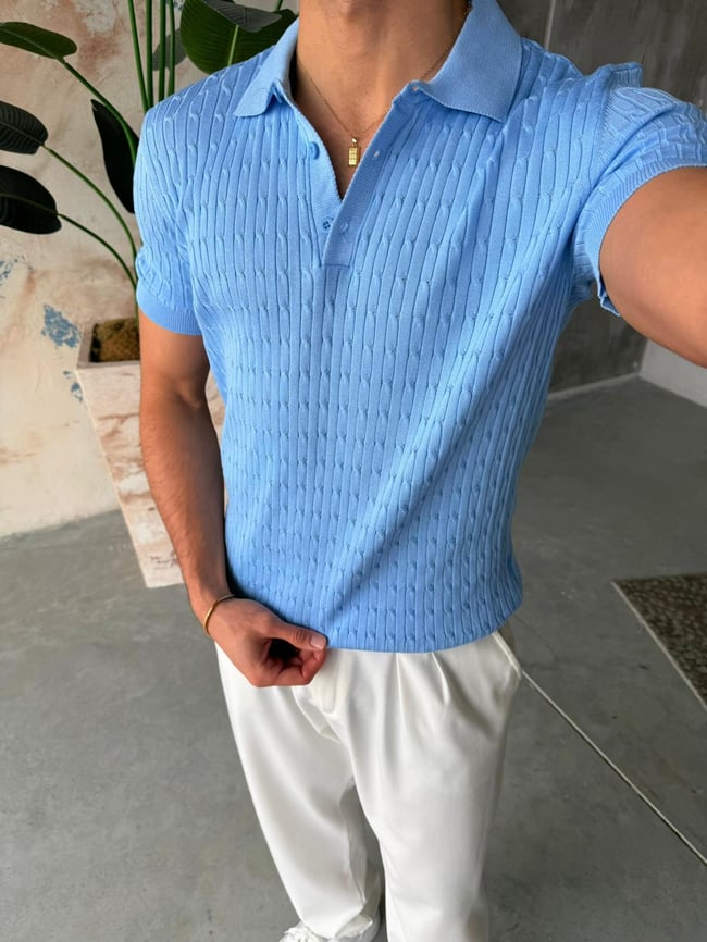 Desenli Polo Yaka Triko V - Bebemavi