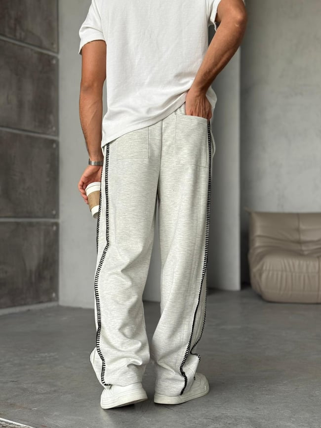 DİKİŞ DETAYLI BAGGY EŞOFMAN - Gri