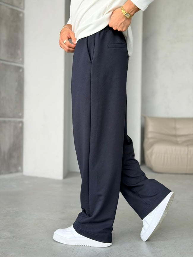 Dikiş Detaylı Baggy Eşofman Pantolon M - LACİVERT