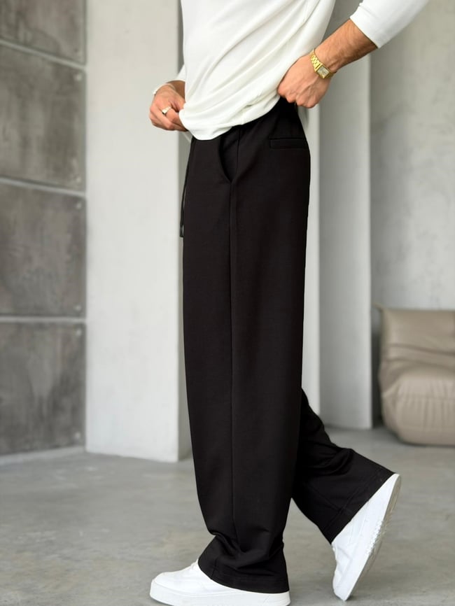 Dikiş Detaylı Baggy Eşofman Pantolon M - SİYAH
