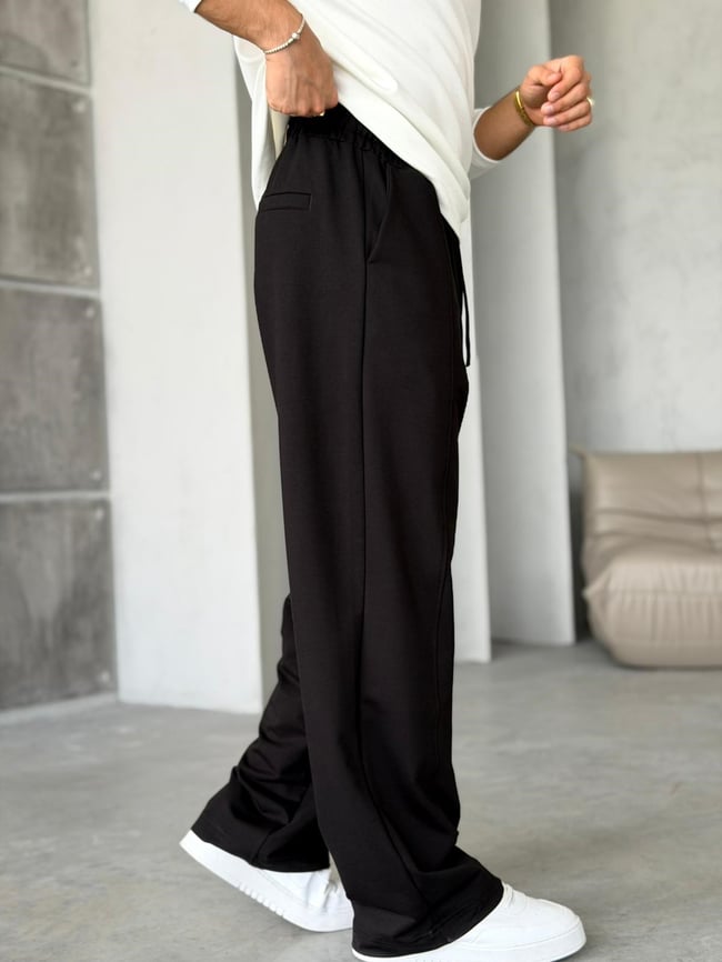 Dikiş Detaylı Baggy Eşofman Pantolon M - SİYAH