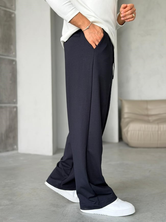 Dikiş Detaylı Baggy Eşofman Pantolon M - LACİVERT
