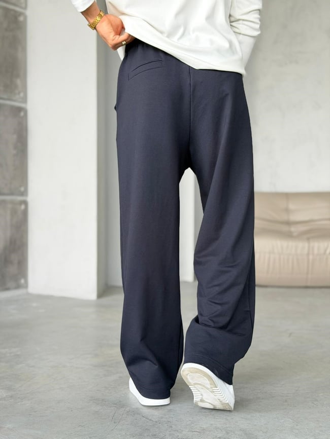 Dikiş Detaylı Baggy Eşofman Pantolon M - LACİVERT
