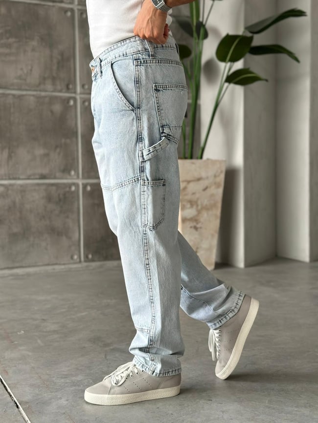 Dikiş Detaylı Baggy Pantolon Kar Yıkama