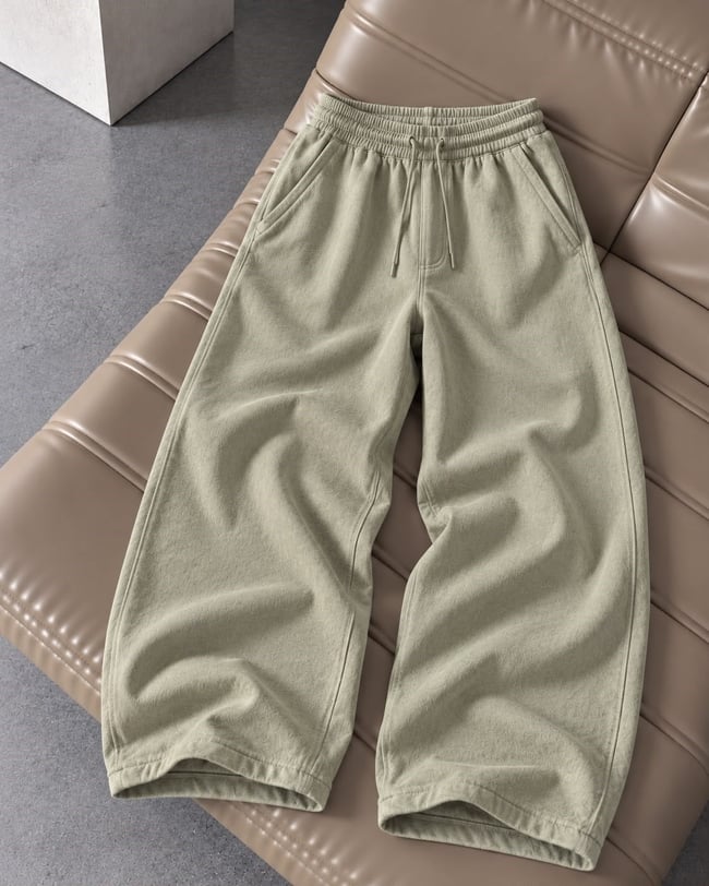 Dokulu Gabardin Baggy Pantolon Mint Yeşili W