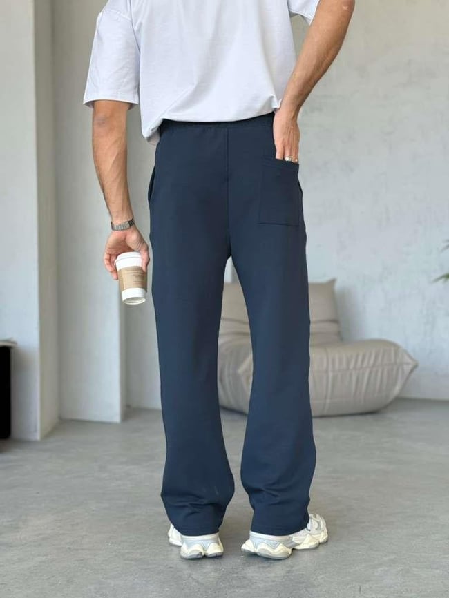 DUBBLE FACE KUMAŞ ÇİMALI JOGGER PANTOLON - Lacivert