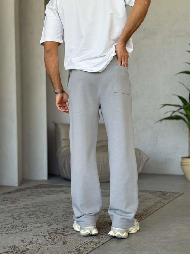 DUBBLE FACE KUMAŞ ÇİMALI JOGGER PANTOLON - Gri