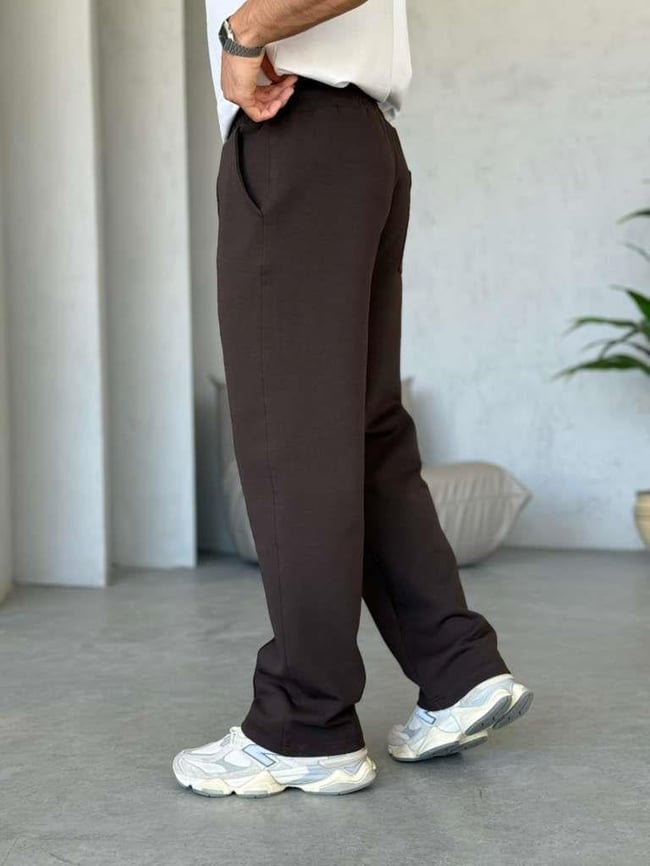 DUBBLE FACE KUMAŞ ÇİMALI JOGGER PANTOLON - Kahverengi